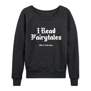 Women's - Instant Message - Read Spice Fairytales Lightweight French Terry Wide Neck Long Sleeve Graphic Shirt - 1 of 4