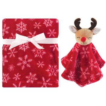 Hudson Baby Infant Plush Blanket with Security Blanket, Reindeer, One Size