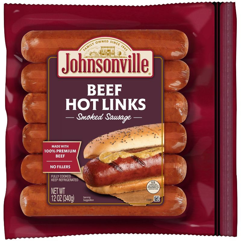 Johnsonville Beef Hot Links Smoked Sausage - 12oz, 1 of 4