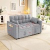 AENKYO Modern Velvet Loveseat Sleeper Sofa, Convertible Pull-Out Bed with Pillows & Side Pockets, Space Saving for Apartment - 3 of 4