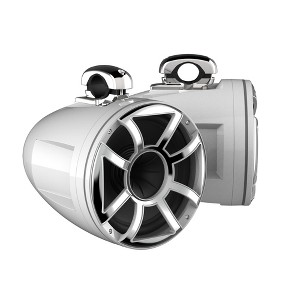 Wet Sounds REV 10 HD 10" Horn Loaded Compression Driver Tower Speakers with XS Grills & Mini Stainless Fixed Clamps, 300 Watts RMS, White, Pair - 1 of 4