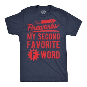 Mens Funny T Shirts Fireworks My Second Favorite F Word Sarcastic Fourth Of July Graphic Novelty Tee for Men - Crazy Dog Men's T Shirt For Fourth Of - 1 of 4