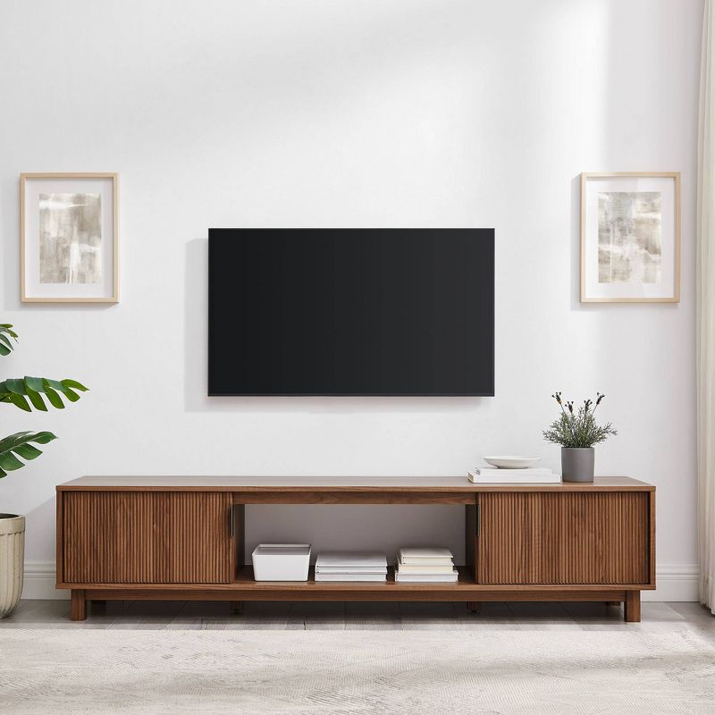 Modern Reeded Wood 2 Door TV Stand for TVs up to 80" - Saracina Home, 2 of 8
