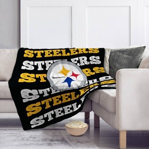 NFL Pittsburgh Steelers Repeat Refresh Wordmark Flannel Fleece Throw Blanket - 1 of 3