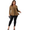 Agnes Orinda Women's Plus Size Long Sleeve V Neck Pleated Fall Casual Tunics Blouses - 3 of 4