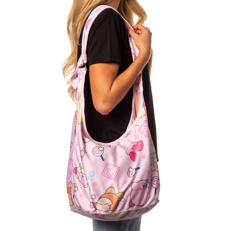 Kirby Pink Puffball Character And Snack Shoulder Crossbody Hobo Bag Pink, 2 of 7
