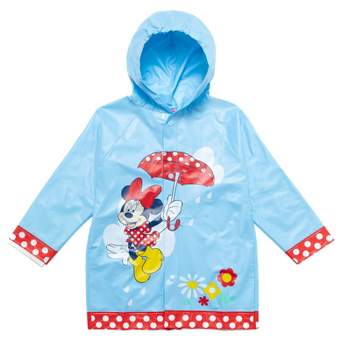 Disney Minnie Mouse Girls Waterproof Hooded Rain Jacket Little Kid