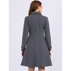 Allegra K Women's Winter Vintage Collared A-Line Double Breasted Long Swing Overcoat - 4 of 4