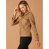 Allegra K Women's Turn-Down Collar Flap Pockets Snap Button Faux Suede Jacket - image 4 of 4