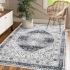 Washable Vintage Medallion Rug Non Slip Low Pile Rug Soft Retro Throw Floor Cover Foldable Indoor Carpet for Living Room Bedroom Playroom Nursery - 3 of 4