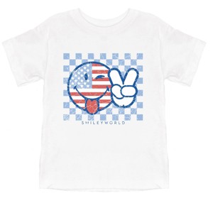 The Juniper Shop SmileyWorld Patriotic Checkered Peace Toddler Short Sleeve Tee - 1 of 4