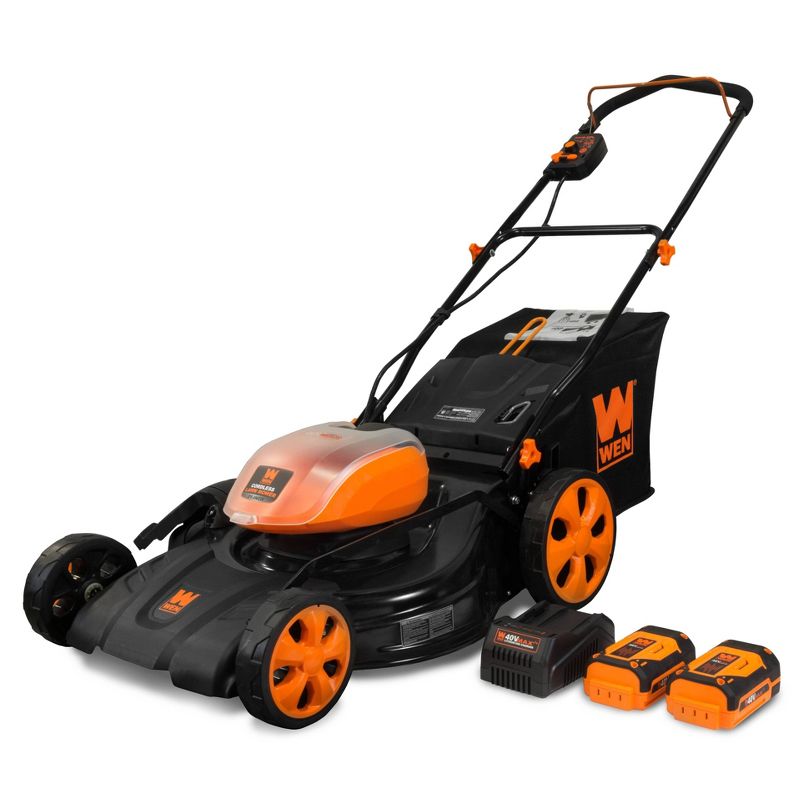 WEN 40441 40V Max 21&#34; Cordless 3-in-1 Lawn Mower With Two Batteries 16gal Bag &#38; Charger, 1 of 8