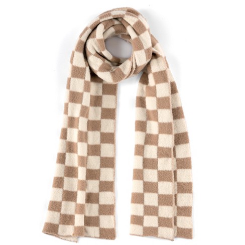 Tan store check scarf