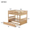 VASIP Full Over Full Rubber Wood Bunk Bed with Trundle, Ladder and Guardrails, Convertible to 2 Full Size Beds, with Twin Size Trundle,White Oak - 3 of 4