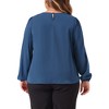 Agnes Orinda Women's Plus Size Work Office Crew Neck Pleated Long Sleeve Blouse - 4 of 4