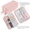Paaaawaters Large Capacity Pencil Case 3 Compartment Pouch Pen Bag for School Teen Girl Boy Men Women (Pink) - 2 of 4