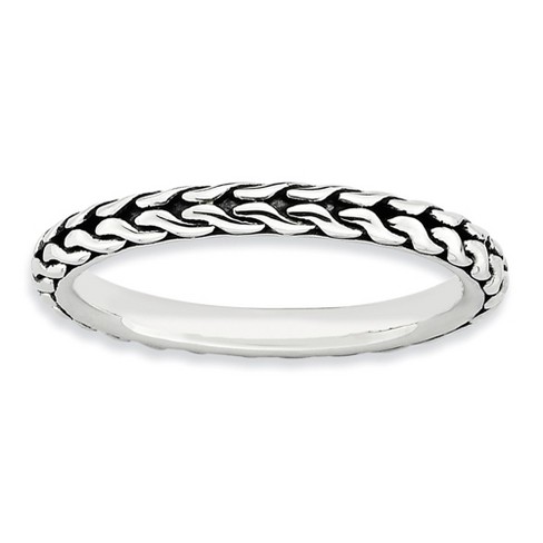 Black Bow Jewelry 2.5mm Sterling Silver Stackable Antiqued Woven Band - image 1 of 4