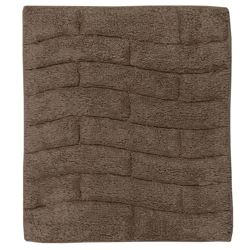 Comfortable and Stylish Look Feel With Block Designed Cotton Bath Rug Stone, 1 of 4