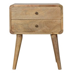 Solid Wood Nightstand | Curved Design | Oak Finish - As Shown - 1 of 4