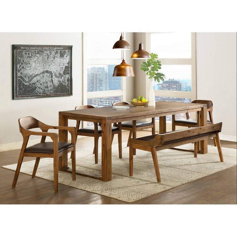 5pc Rasmus Extendable Dining Table Set with 1 Bench And 4 Armchairs Chestnut - Boraam, 1 of 10
