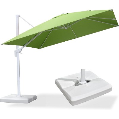 PURPLE LEAF Patio Umbrella White Cantilever Offset Umbrella Square Outdoor Umbrella with 360-degree Rotation for Garden Deck Pool