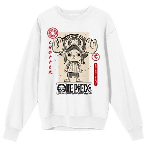 One Piece (Animated Series) - Chopper, icon, logo on white Adult Crew Neck Sweatshirt - 1 of 3