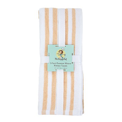 Tan Cotton Yarn Dyed Kitchen Towel Set, 3 Pack