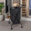 Household Essentials Rolling Laundry Hamper Heavy Duty Canvas Bag 2 Load Capacity Foldable Frame Black Bag - image 3 of 4