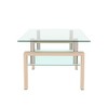 Syemin Side Table Double Layer Coffee Table with Stylish Glass Tabletop for Living Room Terrace Bedroom, Clear, 39.37"*23.62"*17.7" - 3 of 4
