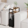 Narrow Side Table, Slim End Tables with Fabric Basket, Skinny Table for Small Spaces, Thin Bedside Table - 4 of 4