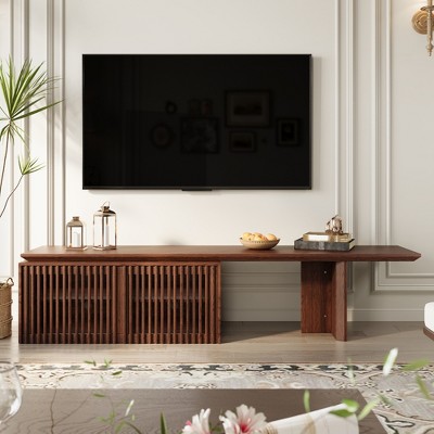LOVSON Modern TV Stand Extendable with Storage Entertainment Center Living Room TV Stand - Walnut 78.7 1 Variation