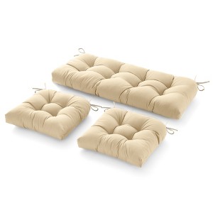 ARTPLAN 3 Pieces Outdoor Chair Cushions Clearance with Ties,44x19x5 Inches,1 Love seat &2 U-Shape Tufted Patio Bench Cushions for Outdoor Furniture - 1 of 4