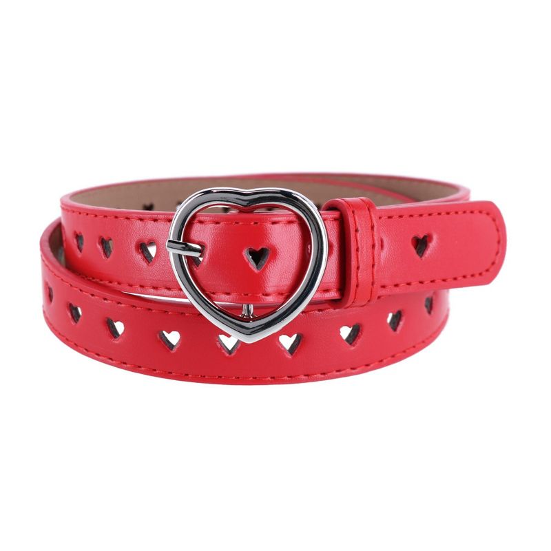 CTM Girls Love Heart Punched Hole Belt, 1 of 3