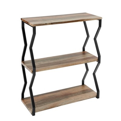 9 X 24 3 Tier Industrial Floating Wood Wall Shelf Black Danya B Target