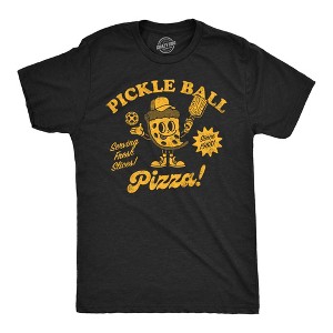 Mens Pickleball Pizza T Shirt Funny Pickle Ball Lovers Pizzaria Joke Tee For Guys - Crazy Dog Men's T Shirt - 1 of 4