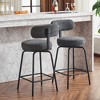 Okak Swivel Bar Stools Upholstered Counter Height Bar Chairs with Metal Legs & Footrest Set of 2, 360° Swivel Barstools for Kitchen Island - 2 of 4