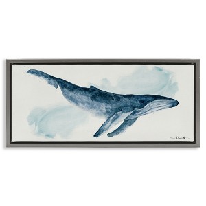 Stupell Industries Nautical Humpback Whale Floating Frame Canvas Art, Gray, 25" x 11" - 1 of 4