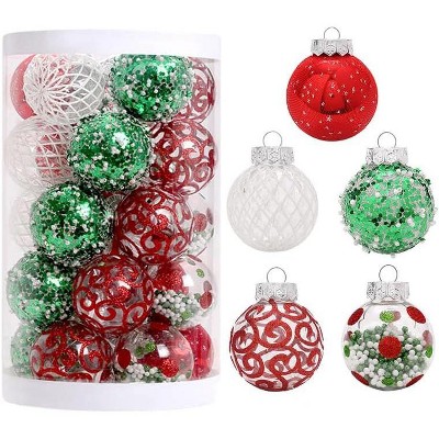 25 Pcs Christmas Ball Ornaments, 2.36 Inch Clear Christmas Tree Decorations, Shatterproof Xmas Tree Halling Balls Ornaments for Christmas Tree