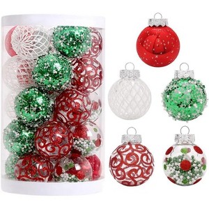 25 Pcs Christmas Ball Ornaments, 2.36 Inch Clear Christmas Tree Decorations, Shatterproof Xmas Tree Halling Balls Ornaments for Christmas Tree - 1 of 4