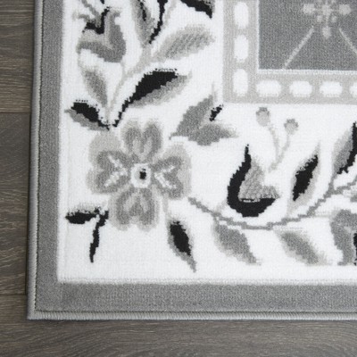 Gray Rectangular Stain-Resistant Synthetic Area Rug 36" x 22"