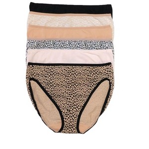 Felina Cotton Stretch Hi Cut Panty (6-Pack) Full Coverage Underwear for Women - Sexy Lingerie Panties for Women, Style: C1818 - 1 of 2