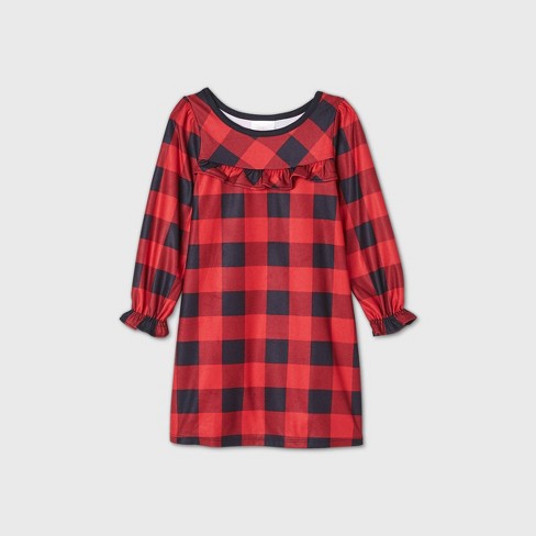 Toddler Girls Holiday Buffalo Check Flannel Matching Family Pajama Nightgown Wondershop Red Target