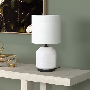 Hudson and Canal 15" Tall Textured Ceramic Mini Lamp with Fabric Shade - 1 of 4