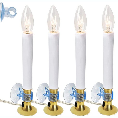 4E's Novelty 4 Pack Dusk to Dawn Electric Candles for Windows with Auto Sensor, and Plug in - Flameless Candles with Suction Cup Holder & Extra Bulb - image 1 of 4