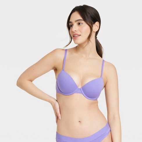 Women's Everyday Cotton Demi Lightly Lined T-Shirt Bra - Auden™ Purple 34C