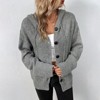Coolmee Women's Front Button Hooded Sweater Outwear Cable Knit Long Sleeve Cardigan - 3 of 4
