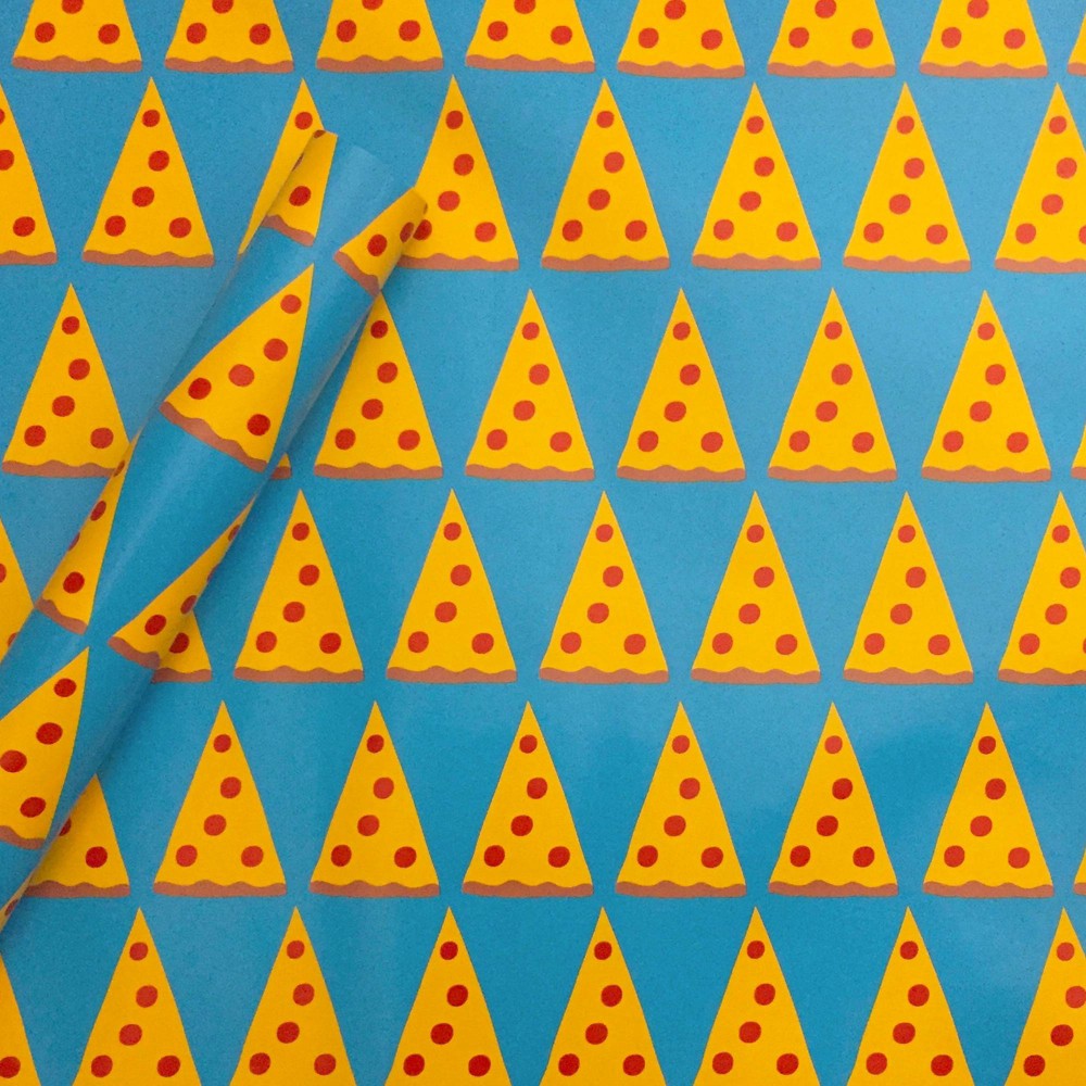 Pizza Paper Gift Wrapping Paper Blue/Orange/Yellow - Spritz™