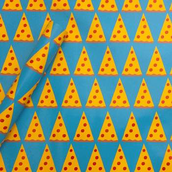 Pizza Paper Gift Wrapping Paper Blue/Orange/Yellow - Spritz™