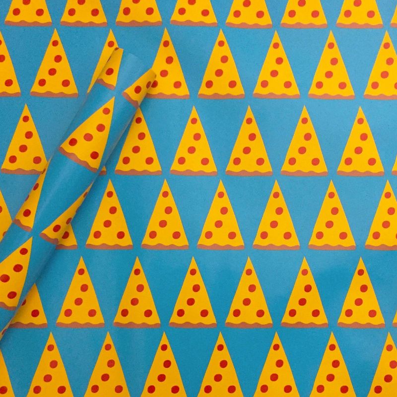 Pizza Paper Gift Wrapping Paper Blue/Orange/Yellow - Spritz&#8482;, 1 of 6