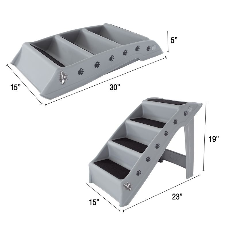 Pet Adobe 4-Step Folding Pet Stairs for Indoor and Outdoor Use, Gray, 3 of 7